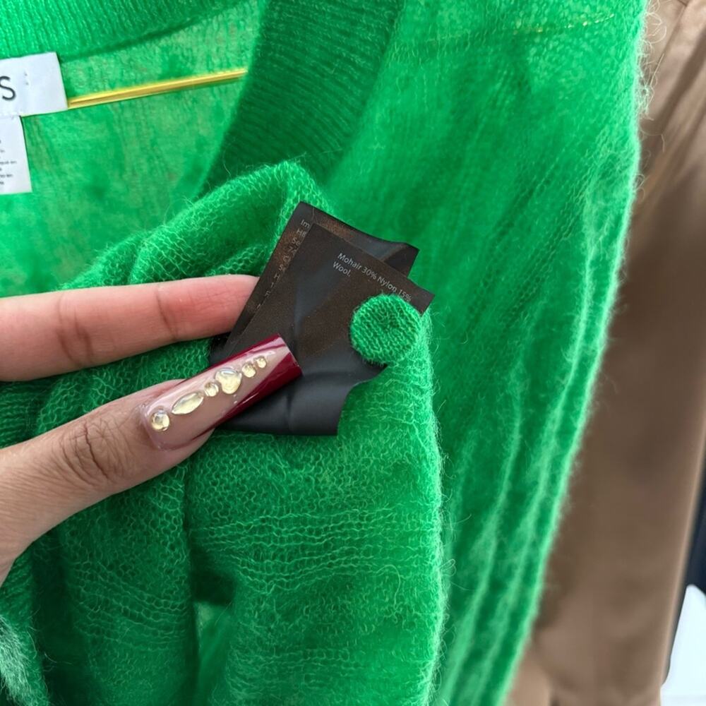 COS Cable-Knit Mohair Button Front Cardigan in Bright Green - Picture 15 of 15